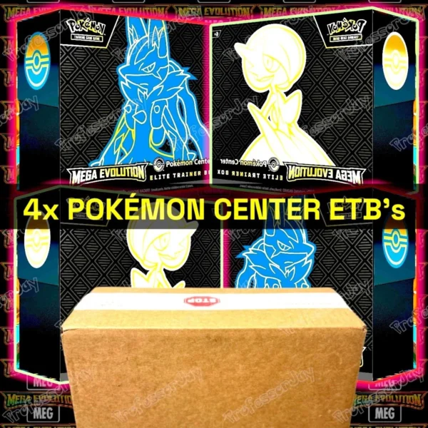 4X | POKEMON CENTER ETB🔥ME1🔥MEGA EVOLUTION 🟦🟩SEALED ELITE TRAINER BOX CASE📦